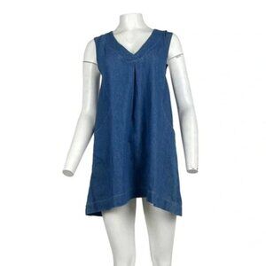 Sleeveless Denim Babydoll Dress Dark Wash